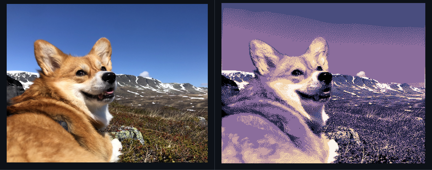 example input and output image illustrating pixelizer